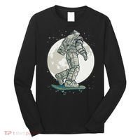 Skater Astronaut Moon Long Sleeve Shirt thumb 0