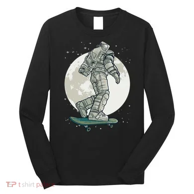 Skater Astronaut Moon Long Sleeve Shirt