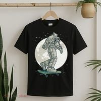 Skater Astronaut Moon T-Shirt thumb 2