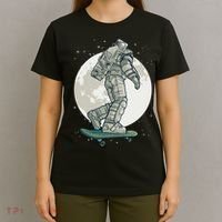 Skater Astronaut Moon T-Shirt thumb 4