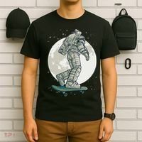 Skater Astronaut Moon T-Shirt thumb 6