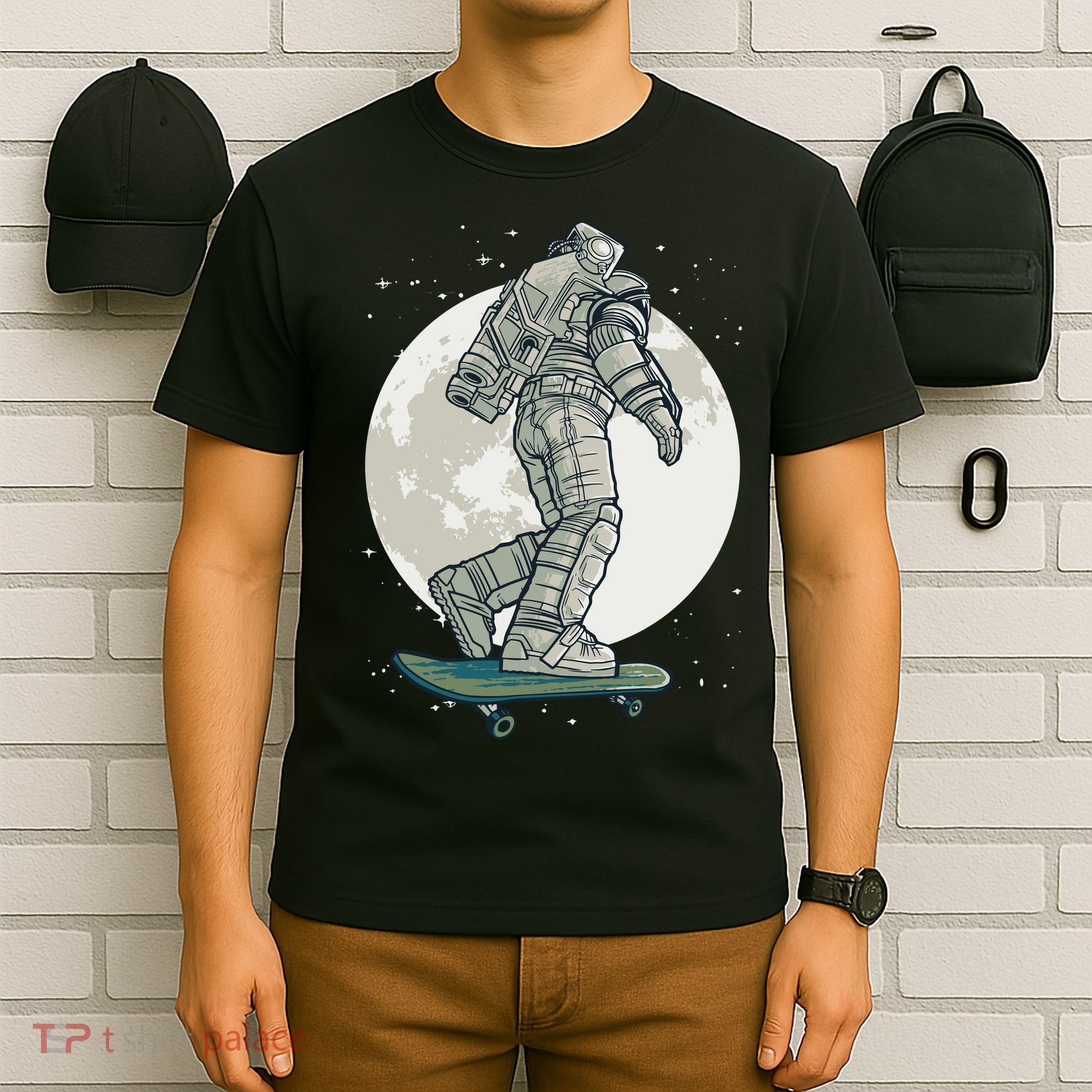 Skater Astronaut Moon T-Shirt