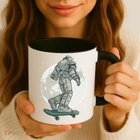 Skater Astronaut Moon Coffee Mug thumb 3