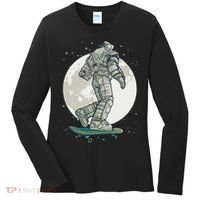 Skater Astronaut Moon Women's Long Sleeve Shirt thumb 0