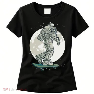 Skater Astronaut Moon Women's T-Shirt