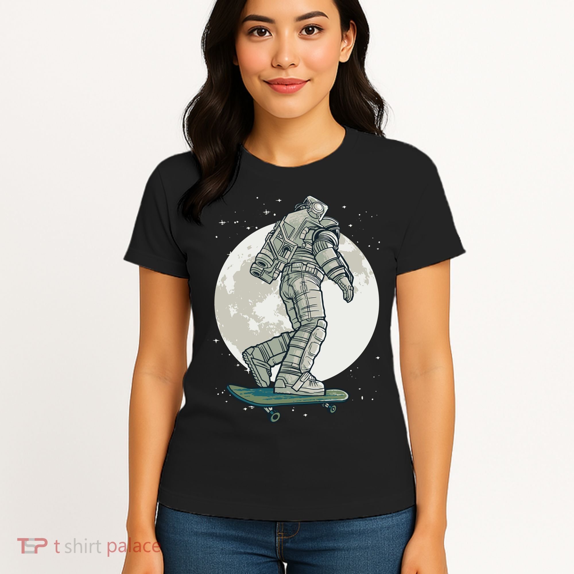 Skater Astronaut Moon Women's T-Shirt