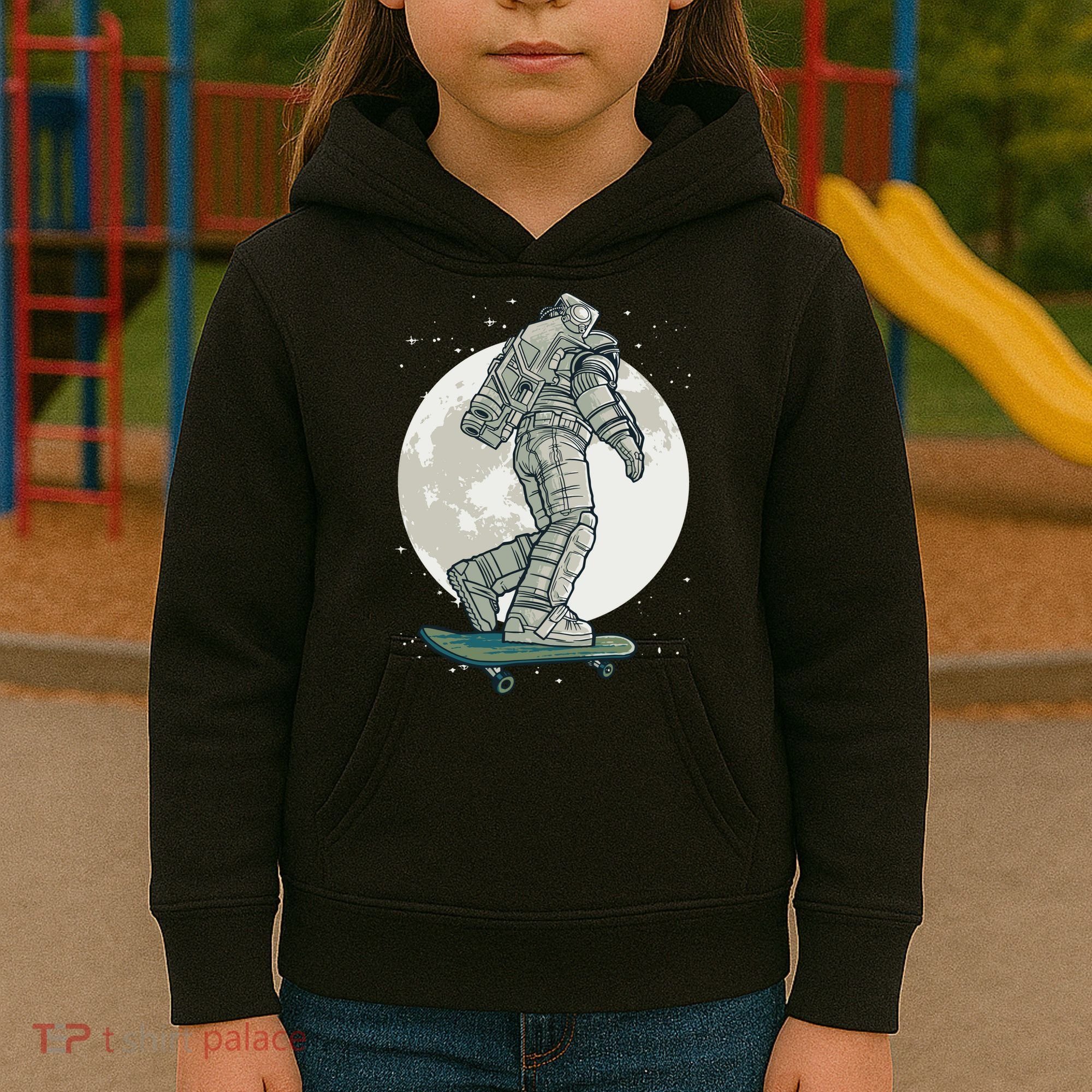 Skater Astronaut Moon Kids Hoodie