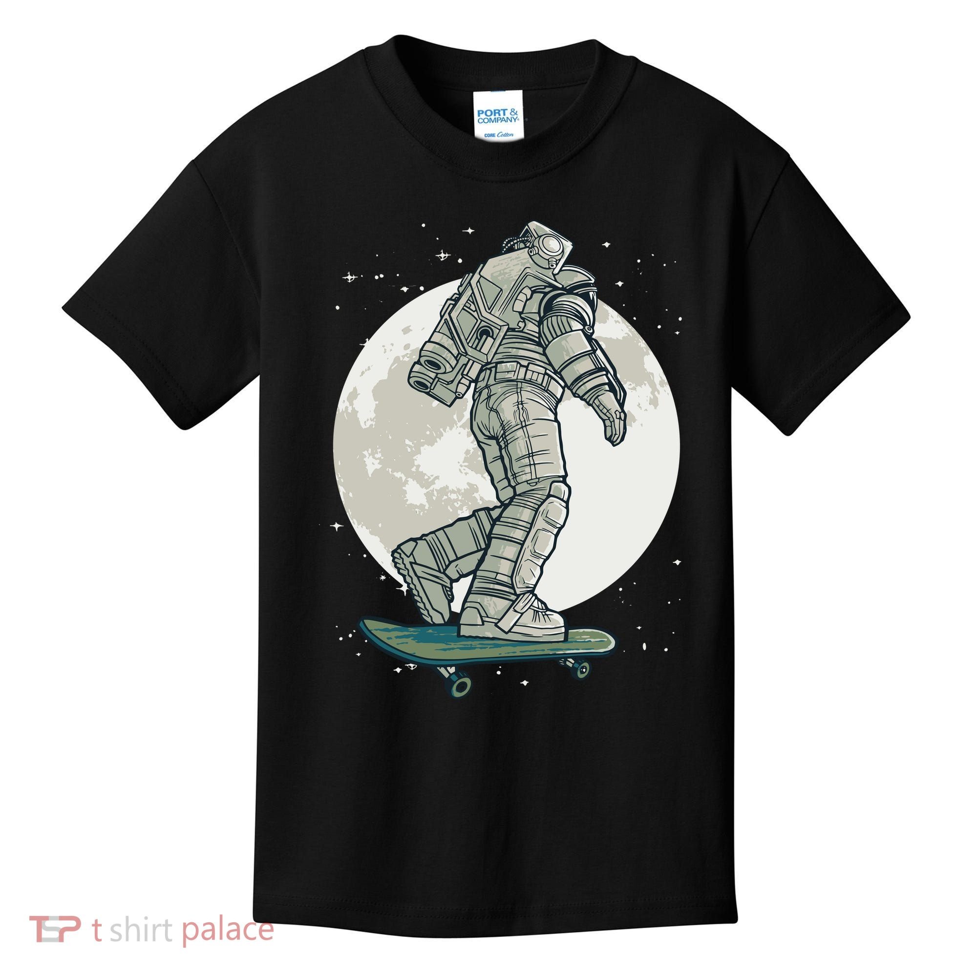Skater Astronaut Moon Kids T-Shirt