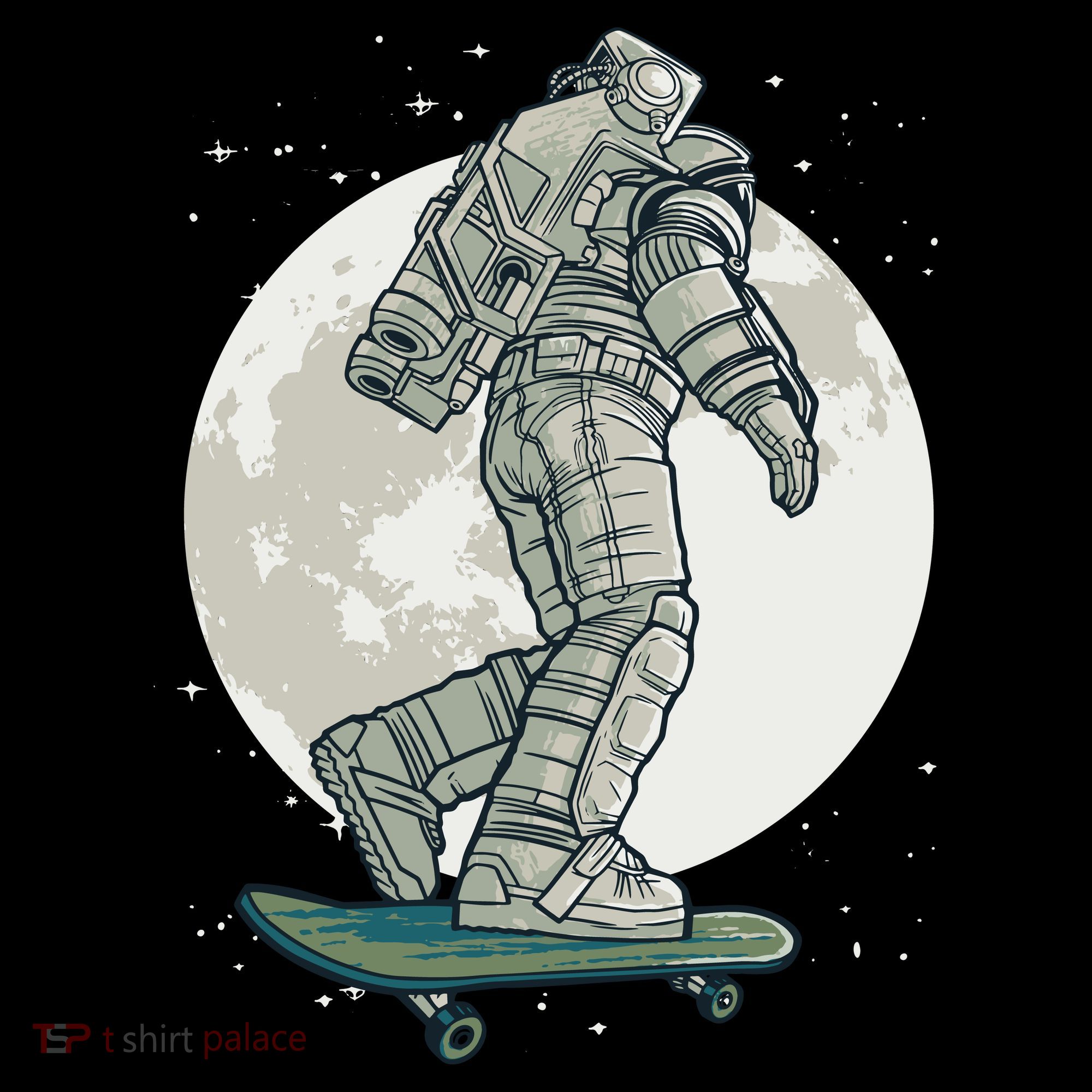 Skater Astronaut Moon Kids T-Shirt