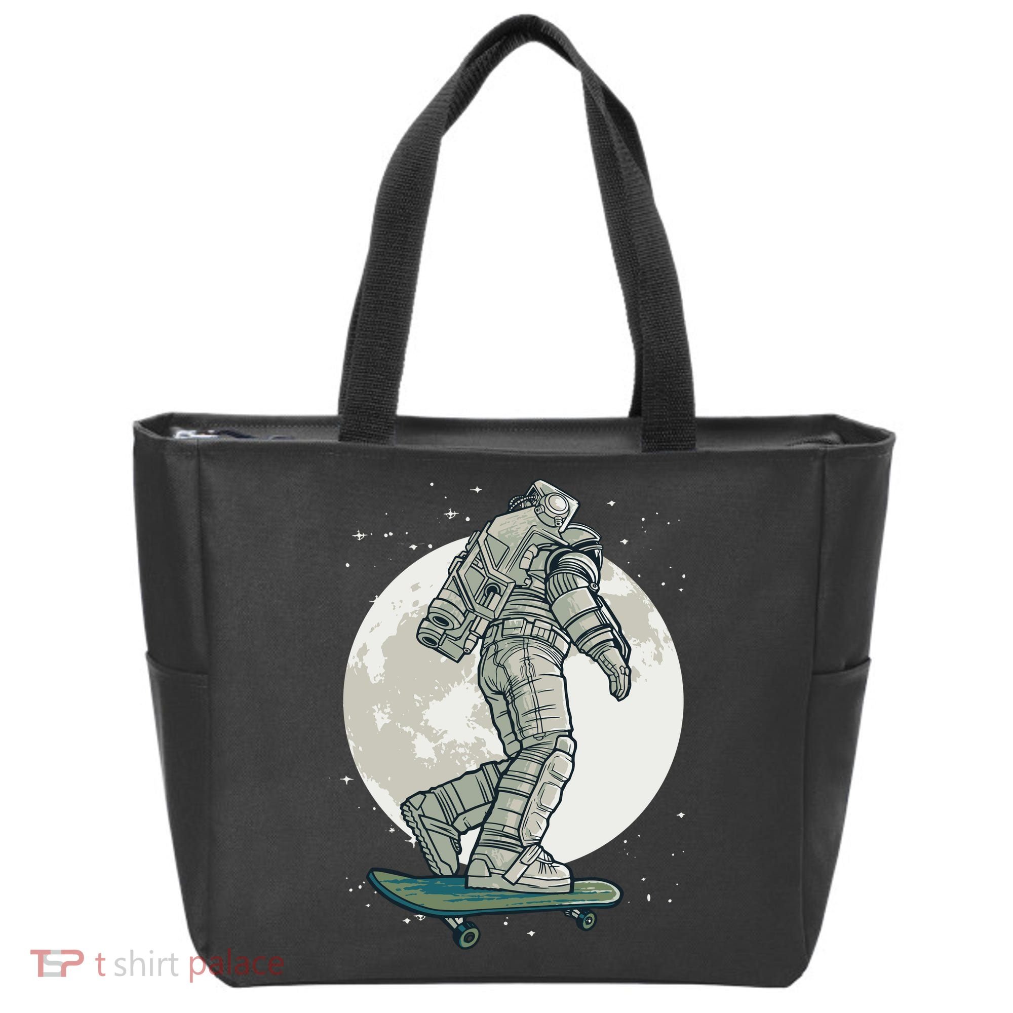 Skater Astronaut Moon Tote Bag