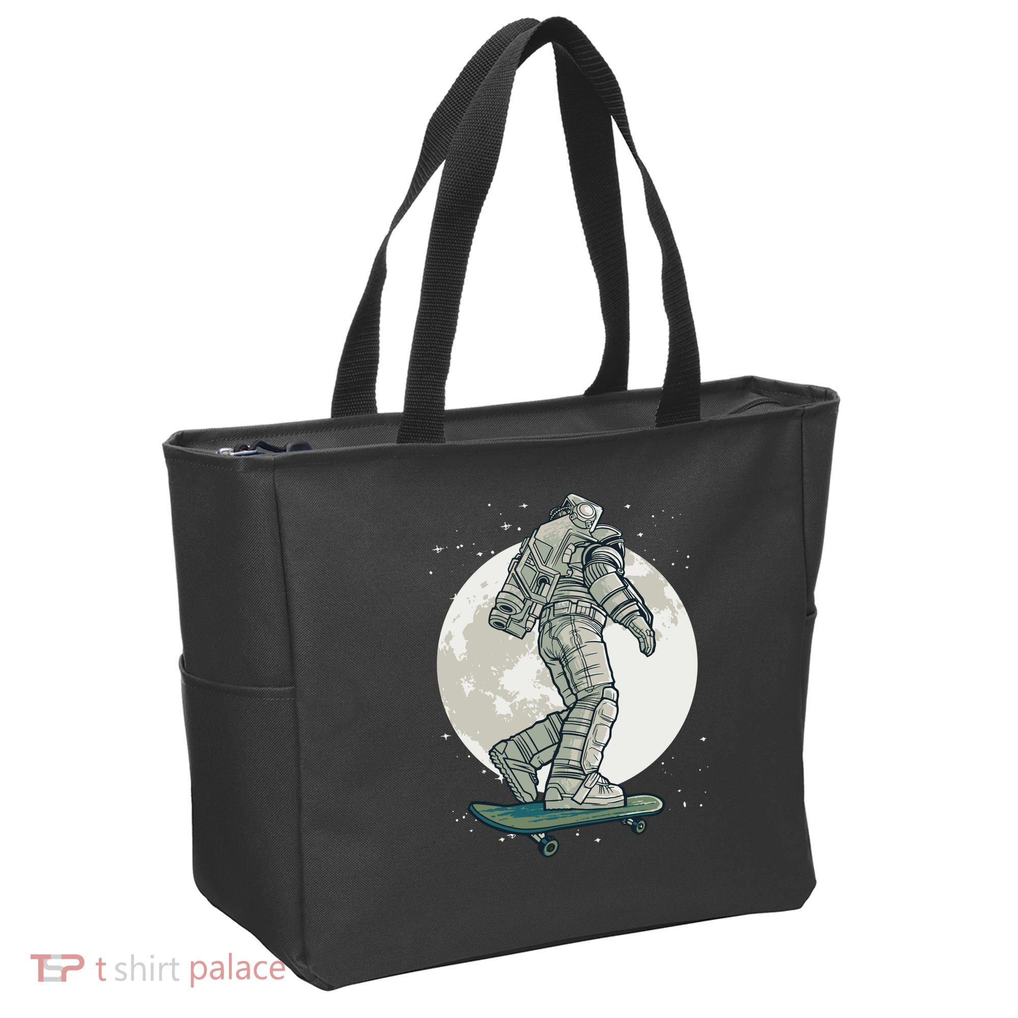 Skater Astronaut Moon Tote Bag