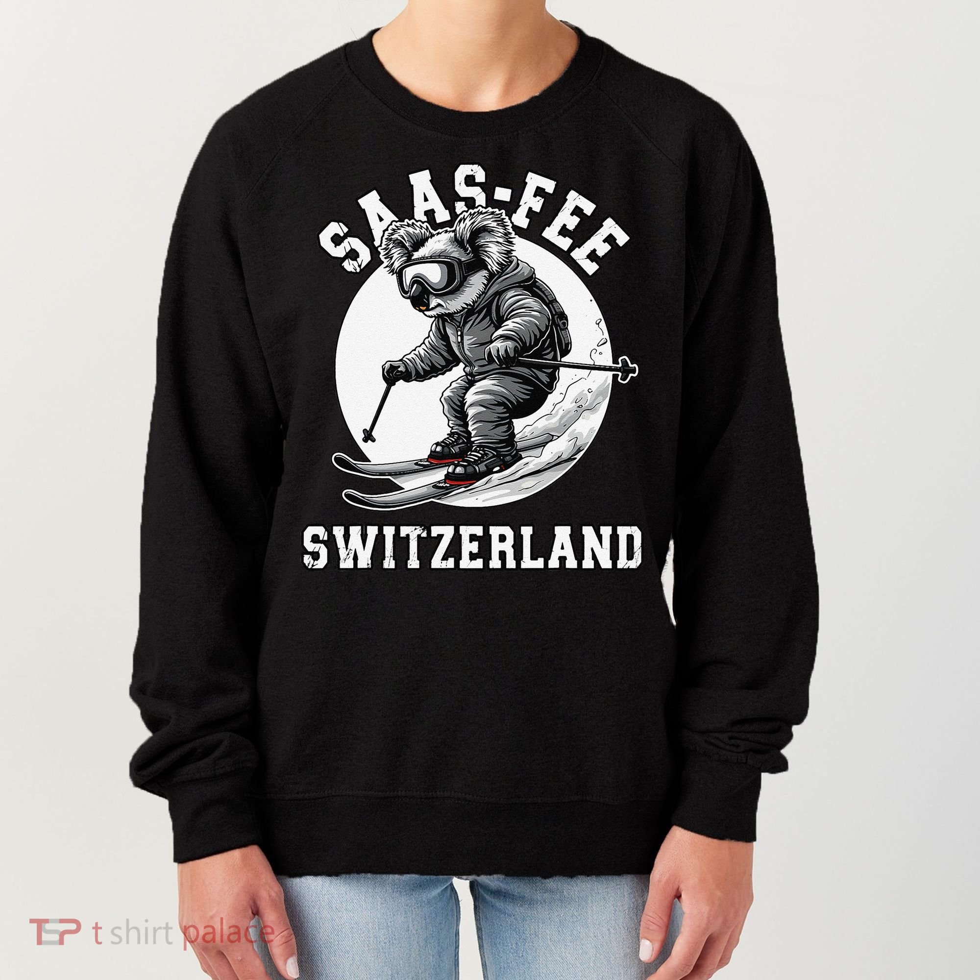 Saas-Fee Koala Bear Ski Resort Swiss Alps Skiing Women's Sweatshirt