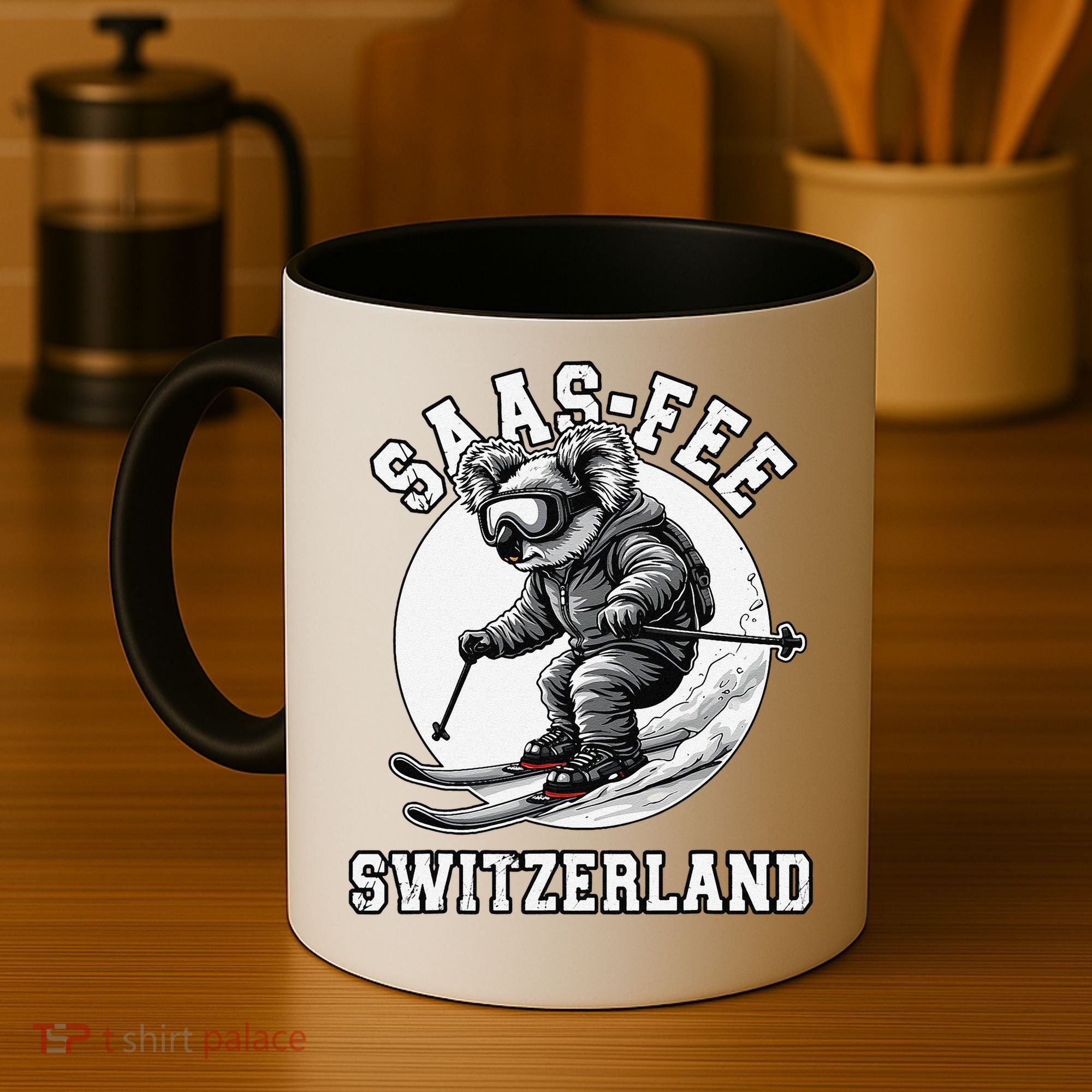 Saas-Fee Koala Bear Ski Resort Swiss Alps Skiing Coffee Mug