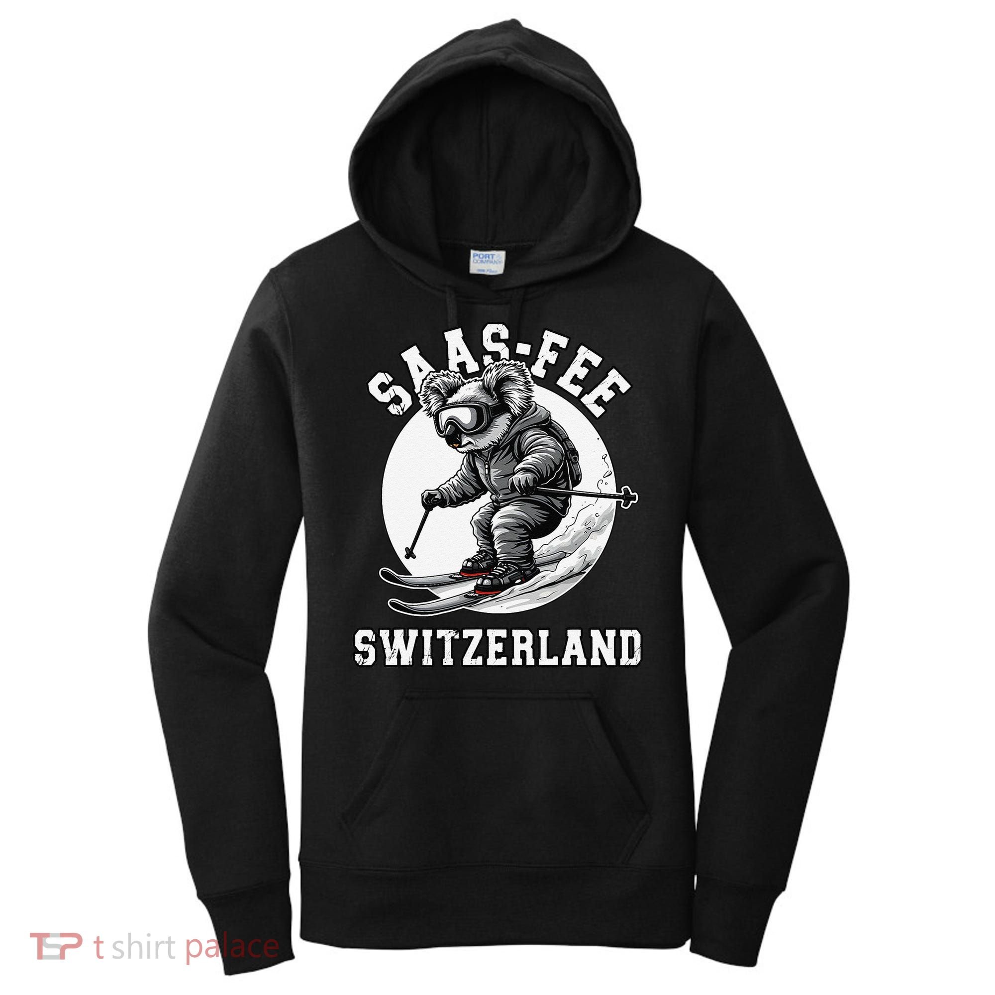 Saas-Fee Koala Bear Ski Resort Swiss Alps Skiing Women's Hoodie