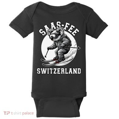 Saas-Fee Koala Bear Ski Resort Swiss Alps Skiing Baby Bodysuit