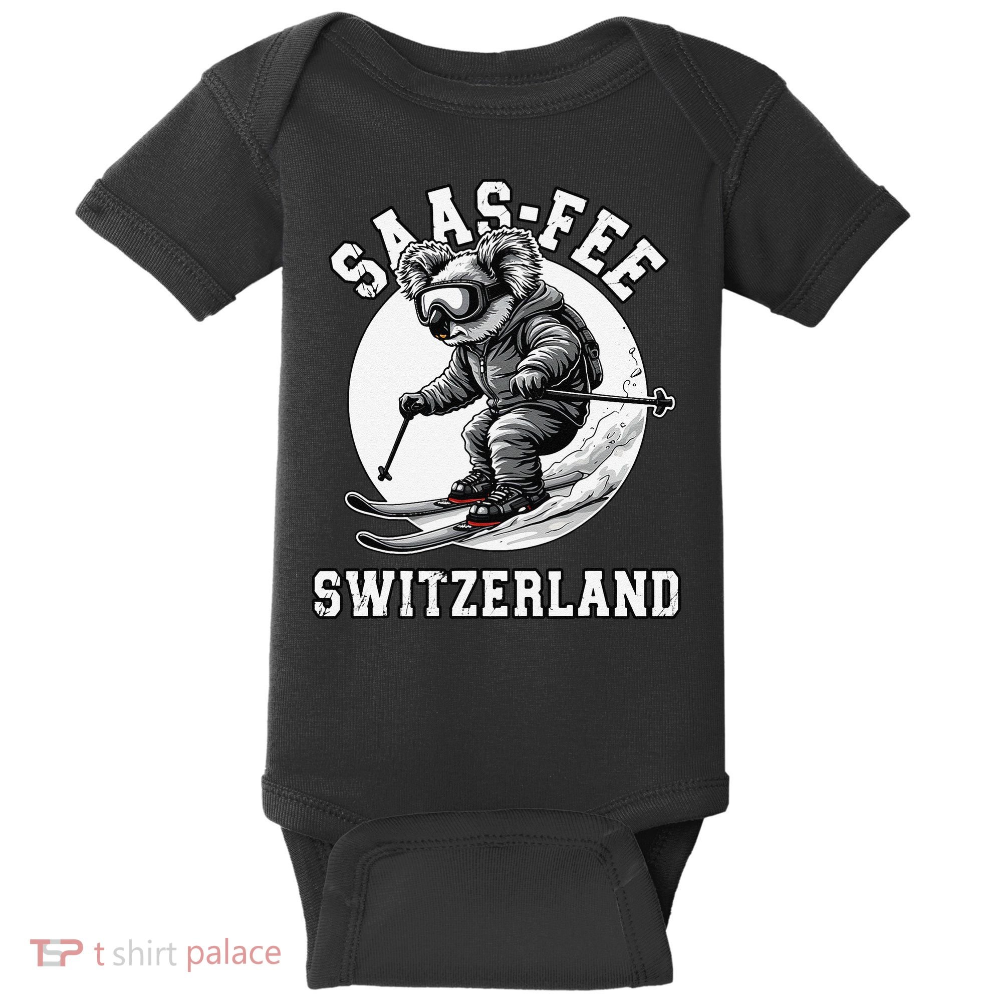Saas-Fee Koala Bear Ski Resort Swiss Alps Skiing Baby Bodysuit