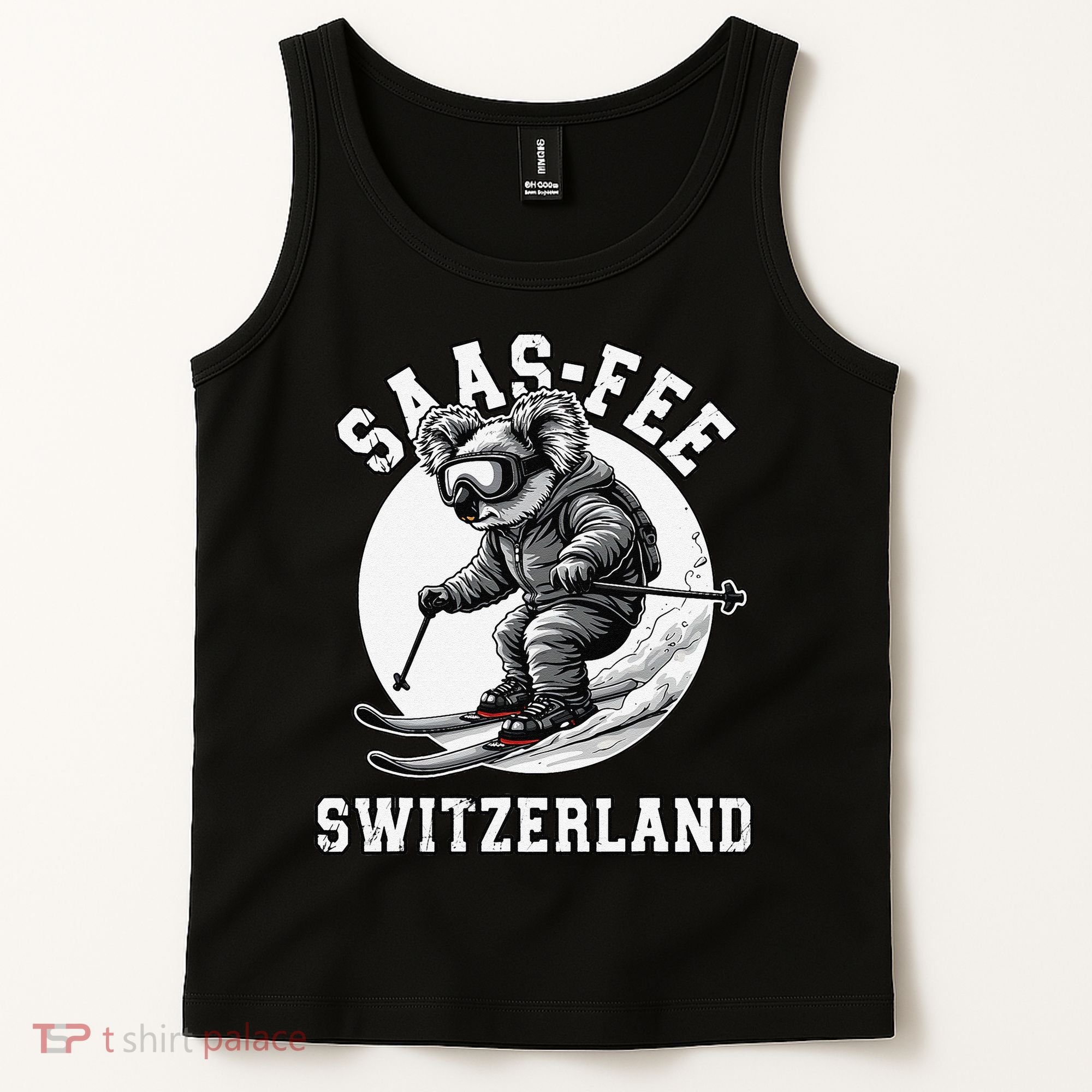 Saas-Fee Koala Bear Ski Resort Swiss Alps Skiing Tank Top
