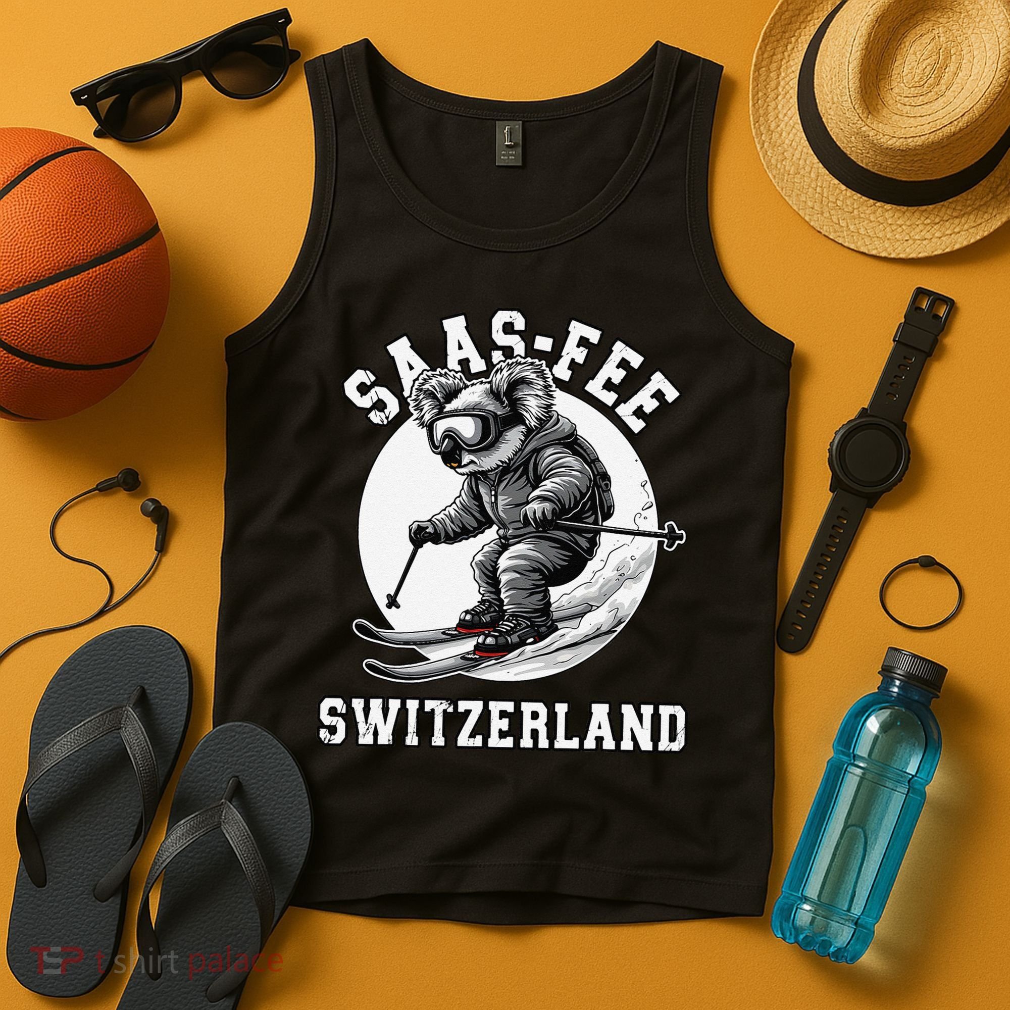 Saas-Fee Koala Bear Ski Resort Swiss Alps Skiing Tank Top