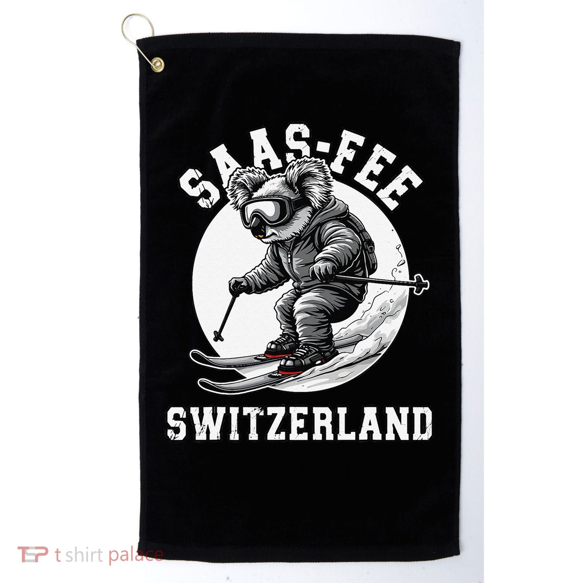 Saas-Fee Koala Bear Ski Resort Swiss Alps Skiing Golf Towel