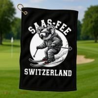 Saas-Fee Koala Bear Ski Resort Swiss Alps Skiing Golf Towel thumb 1