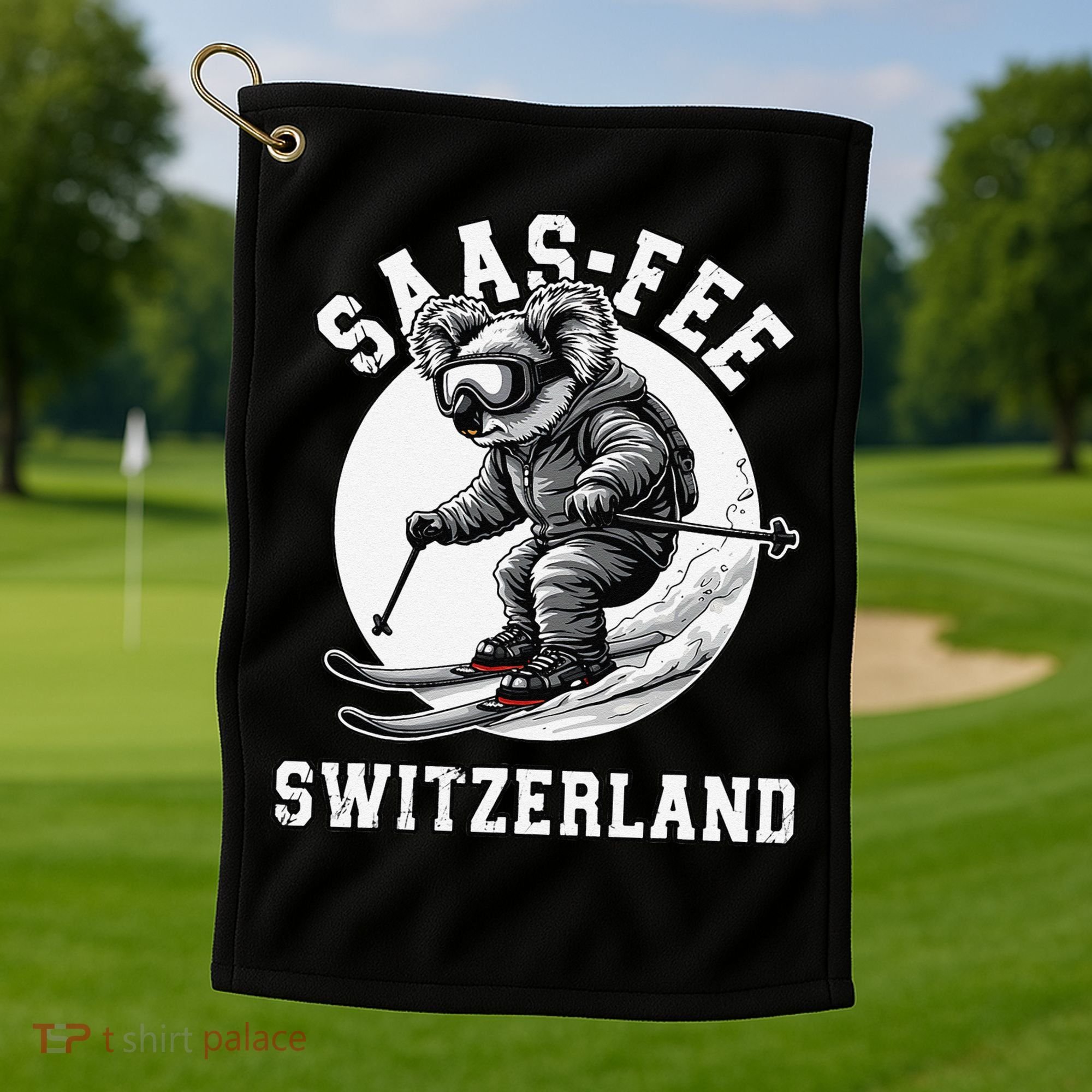 Saas-Fee Koala Bear Ski Resort Swiss Alps Skiing Golf Towel