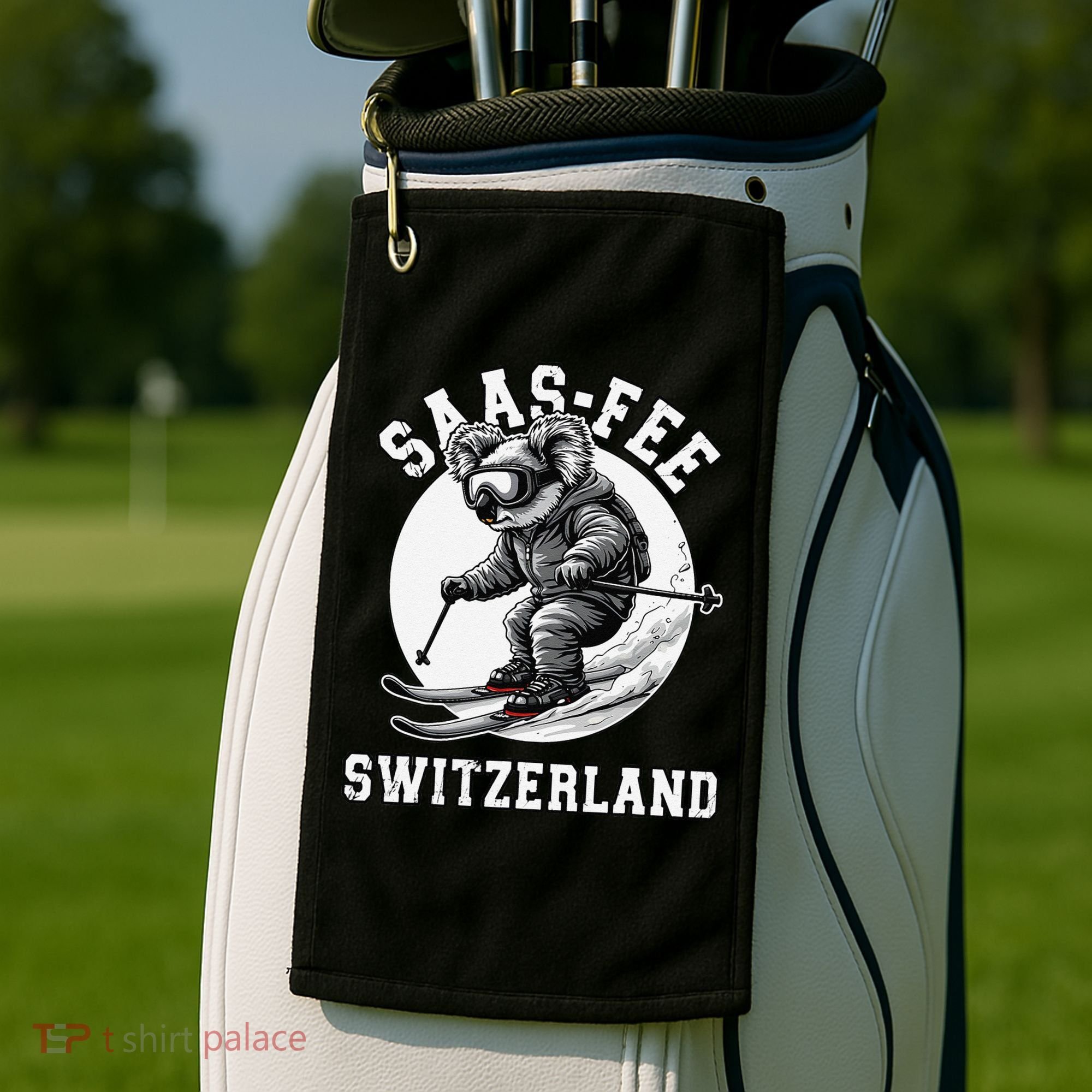Saas-Fee Koala Bear Ski Resort Swiss Alps Skiing Golf Towel