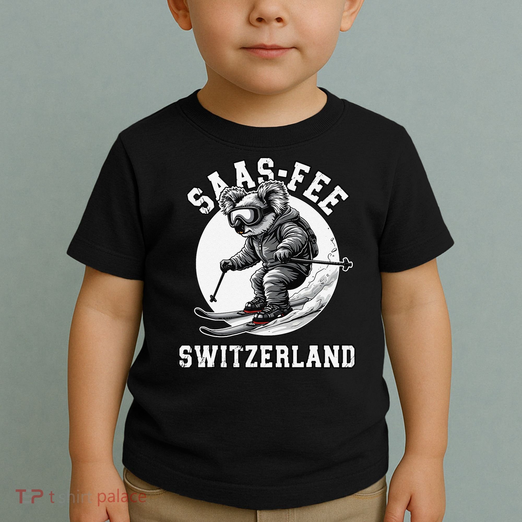 Saas-Fee Koala Bear Ski Resort Swiss Alps Skiing Toddler T-Shirt