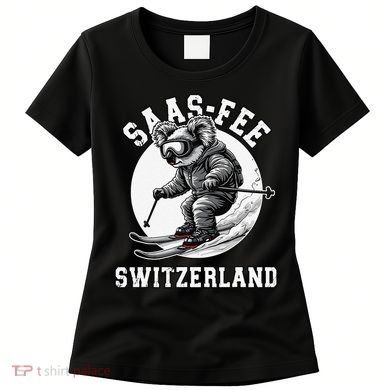 Saas-Fee Koala Bear Ski Resort Swiss Alps Skiing Women's T-Shirt