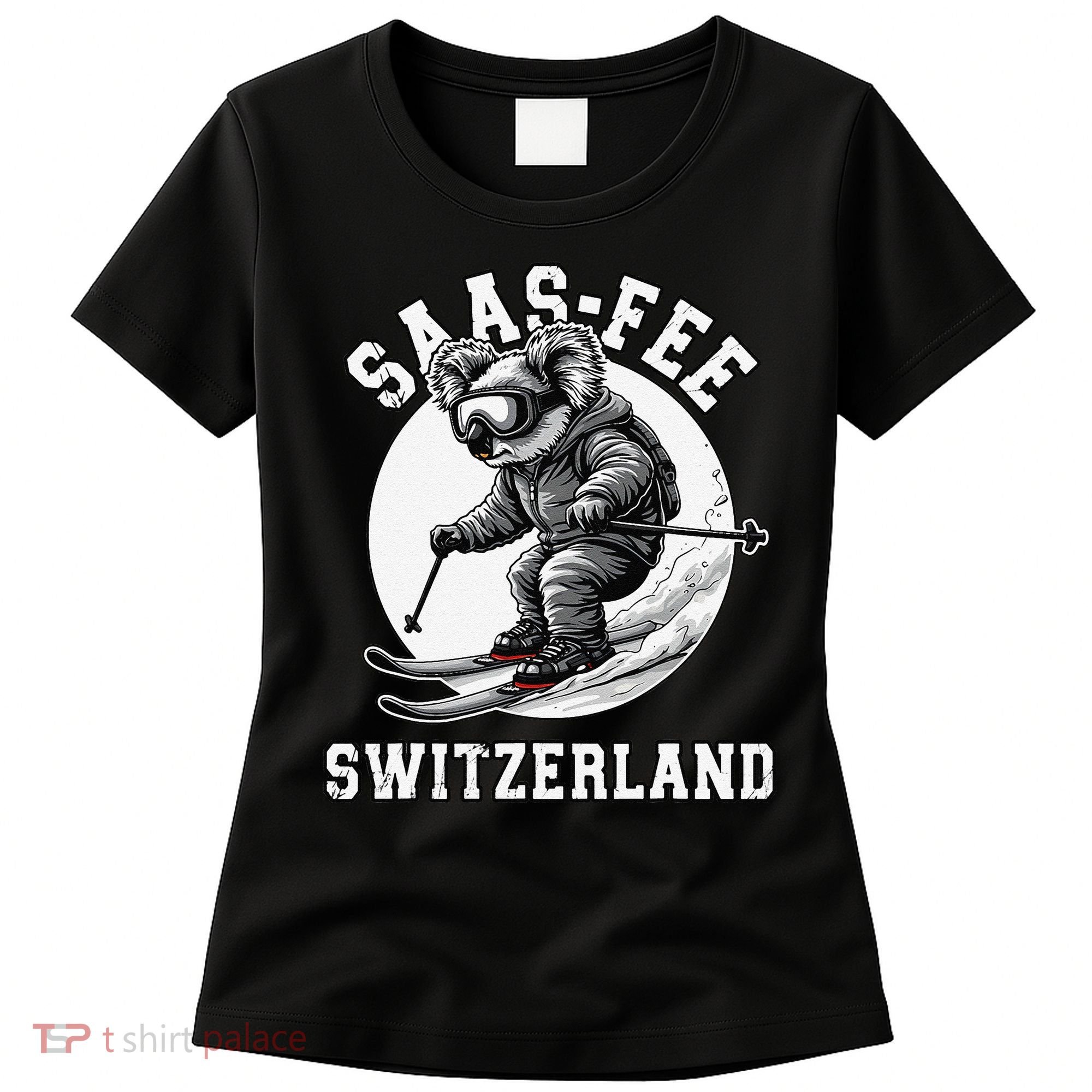Saas-Fee Koala Bear Ski Resort Swiss Alps Skiing Women's T-Shirt