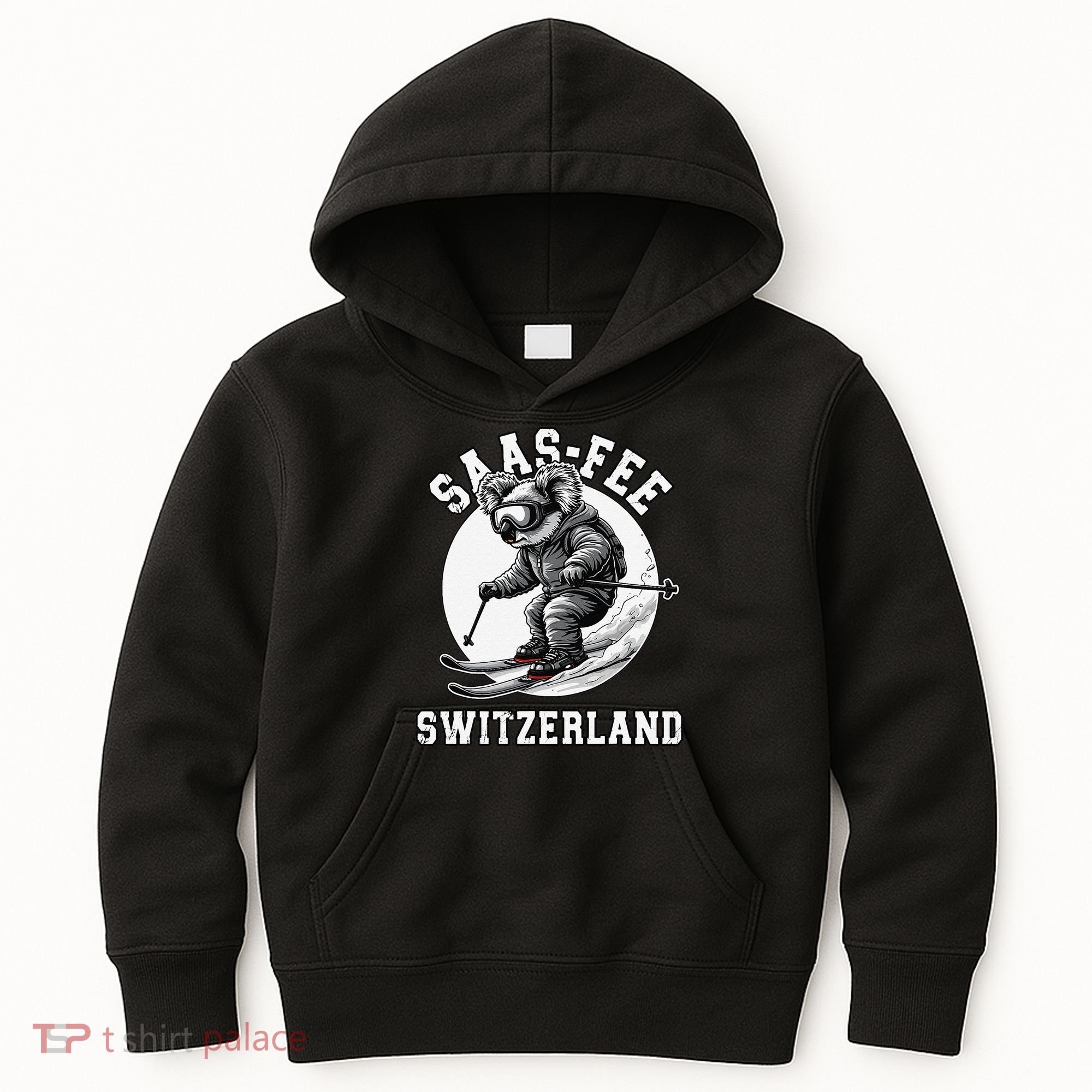 Saas-Fee Koala Bear Ski Resort Swiss Alps Skiing Kids Hoodie