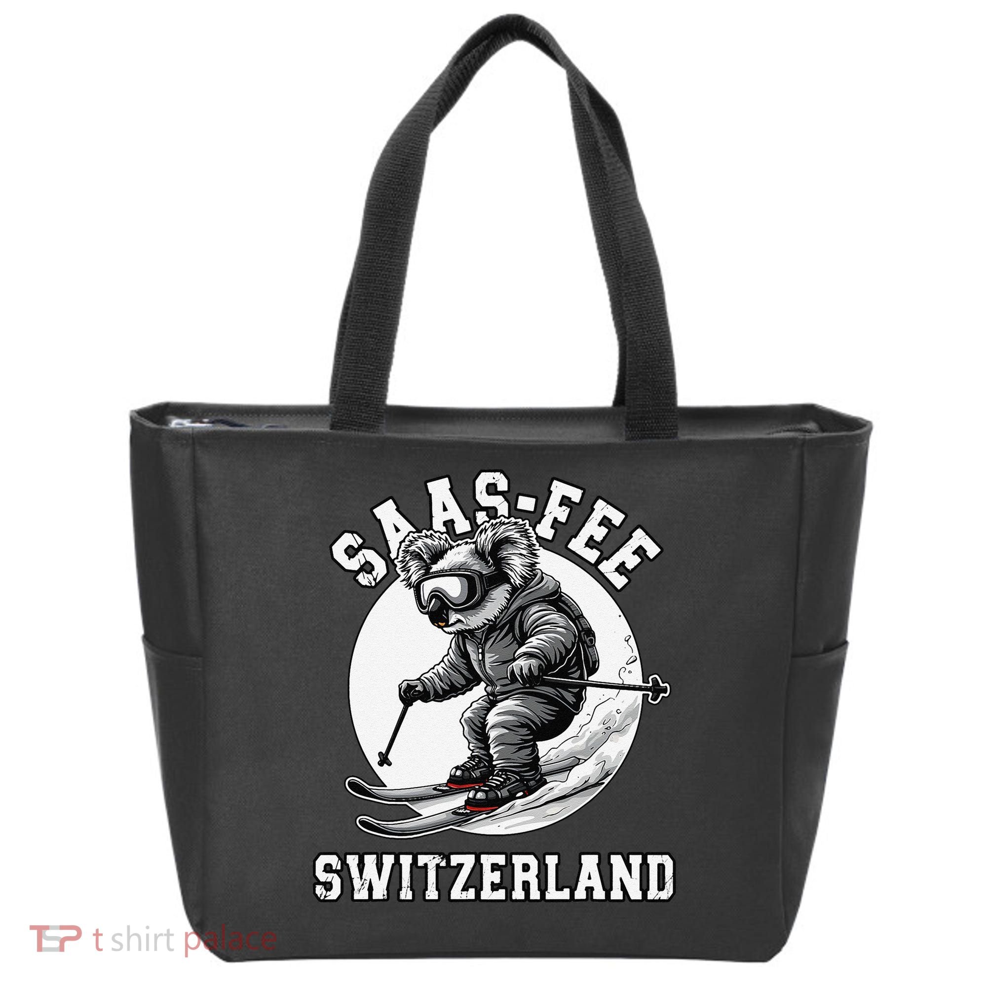 Saas-Fee Koala Bear Ski Resort Swiss Alps Skiing Tote Bag