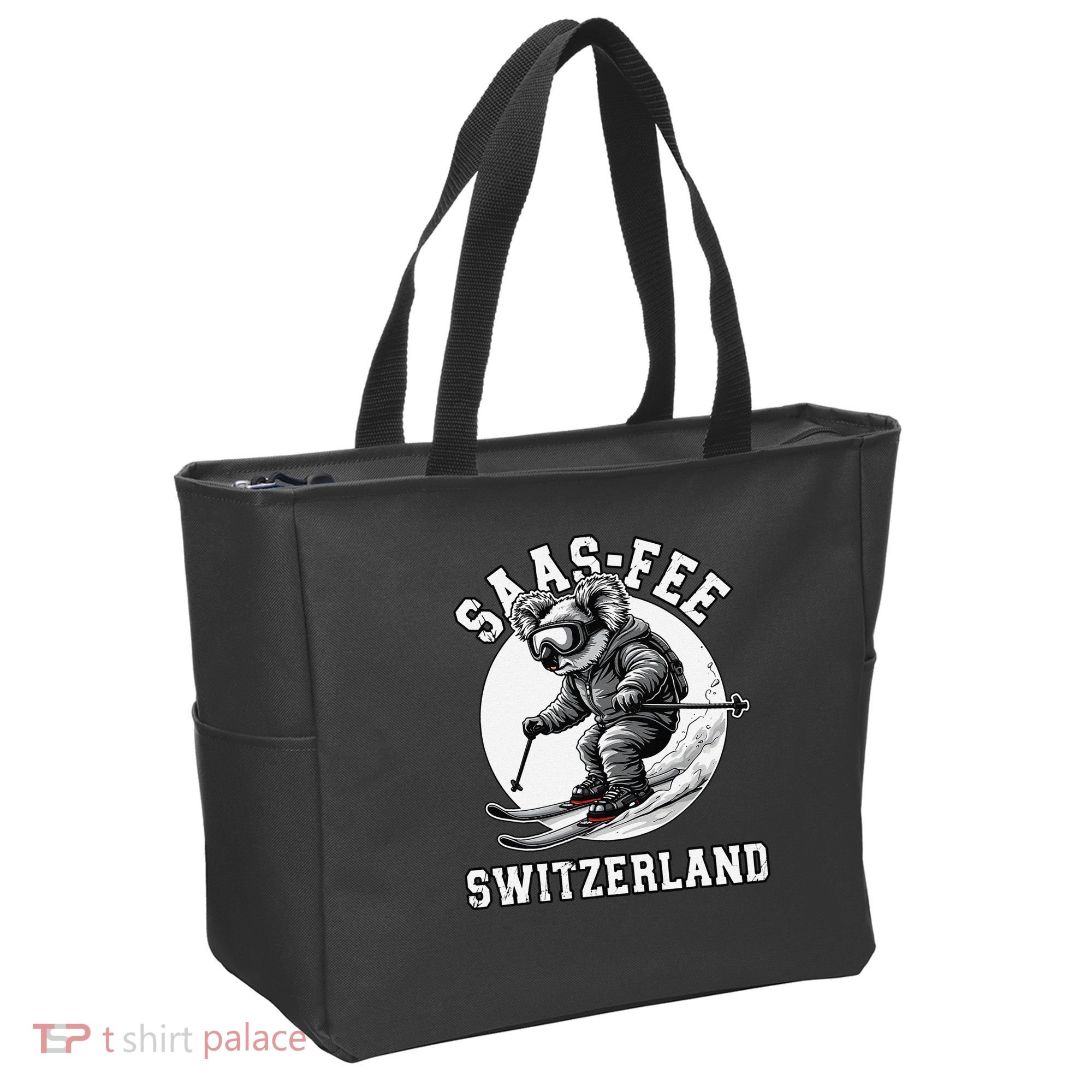 Saas-Fee Koala Bear Ski Resort Swiss Alps Skiing Tote Bag