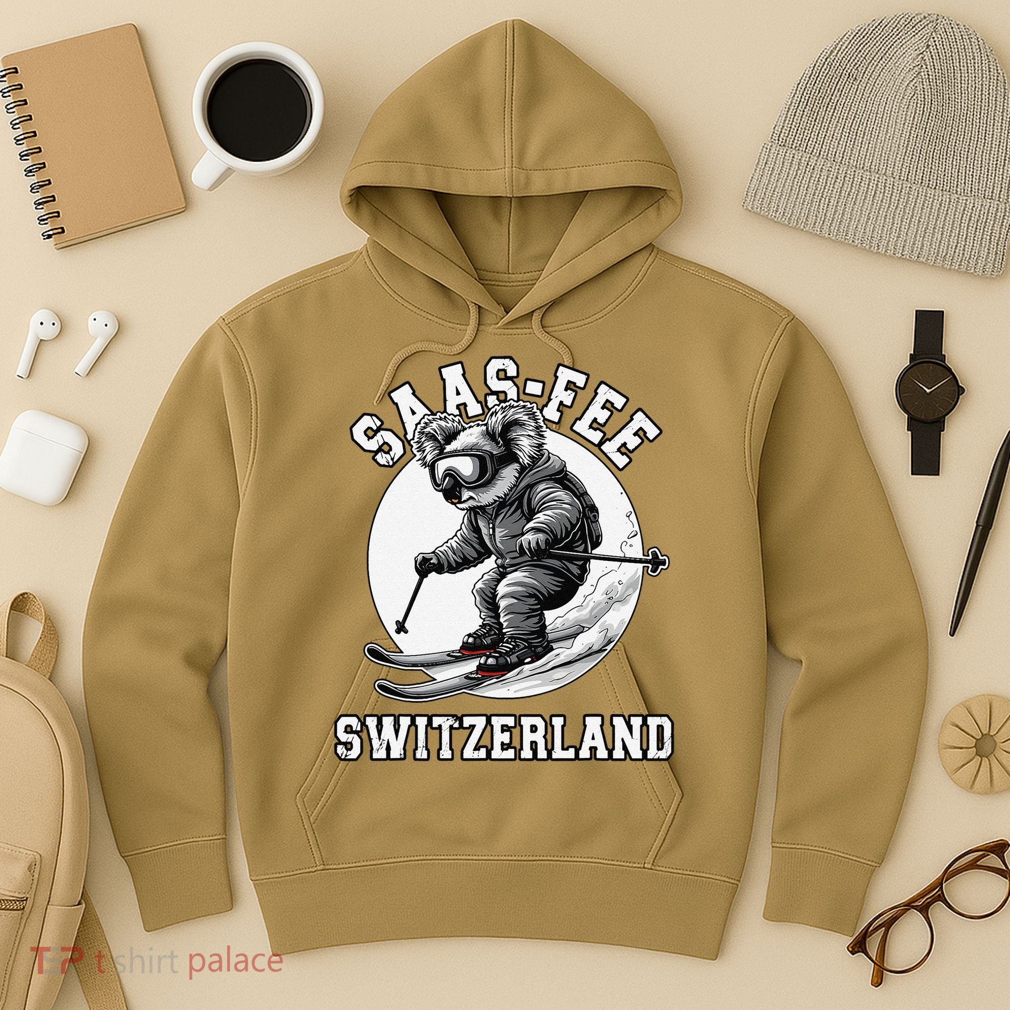 Saas-Fee Koala Bear Ski Resort Swiss Alps Skiing Hoodie