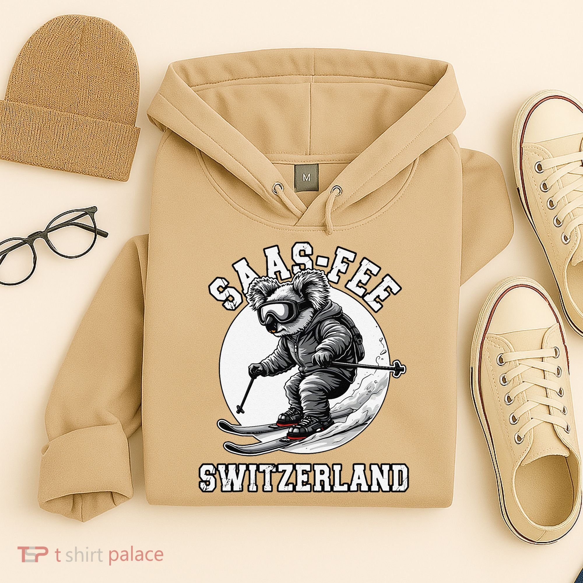 Saas-Fee Koala Bear Ski Resort Swiss Alps Skiing Hoodie