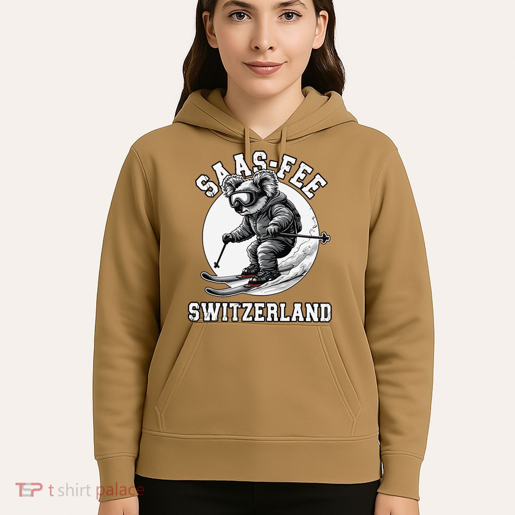 Saas-Fee Koala Bear Ski Resort Swiss Alps Skiing Hoodie