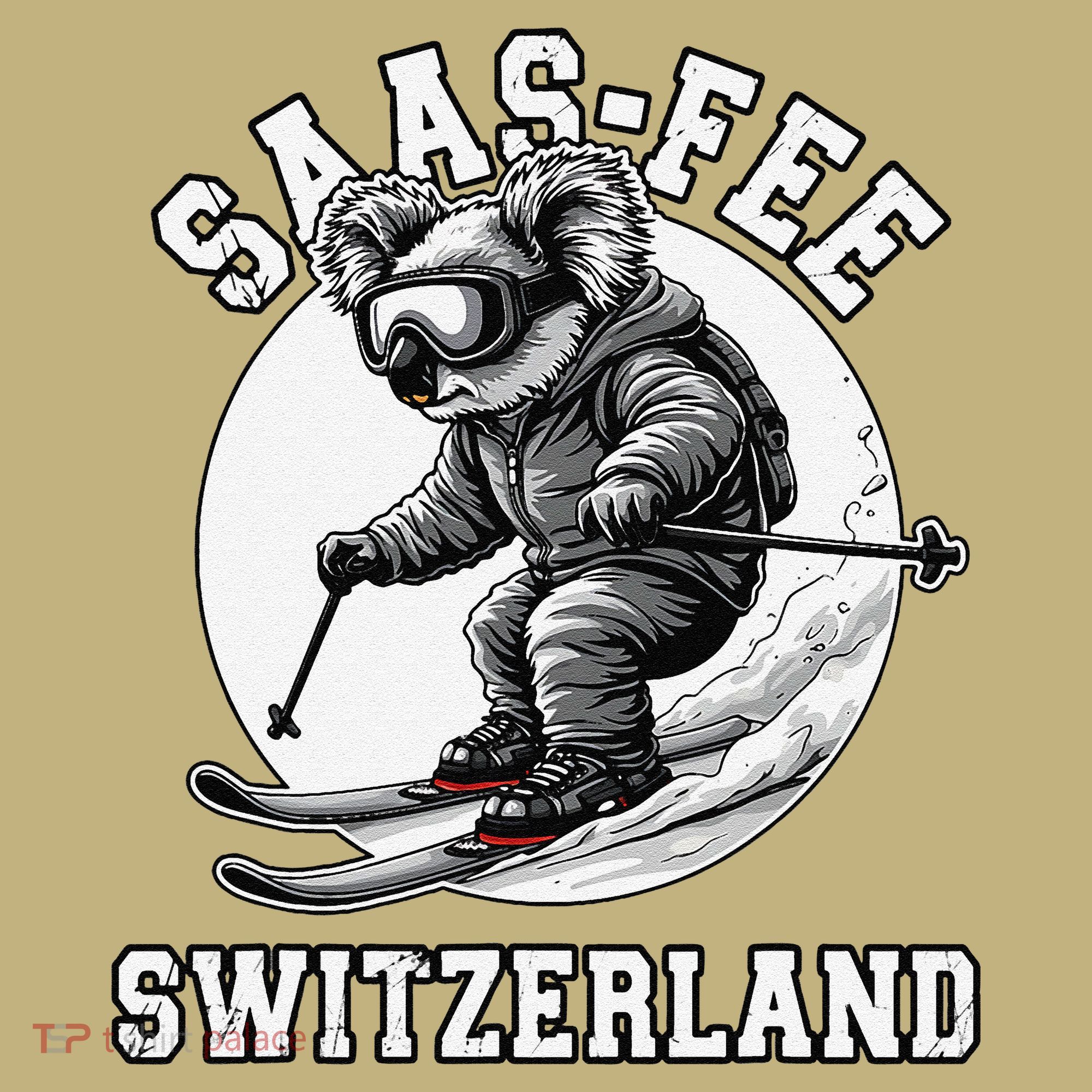 Saas-Fee Koala Bear Ski Resort Swiss Alps Skiing Hoodie
