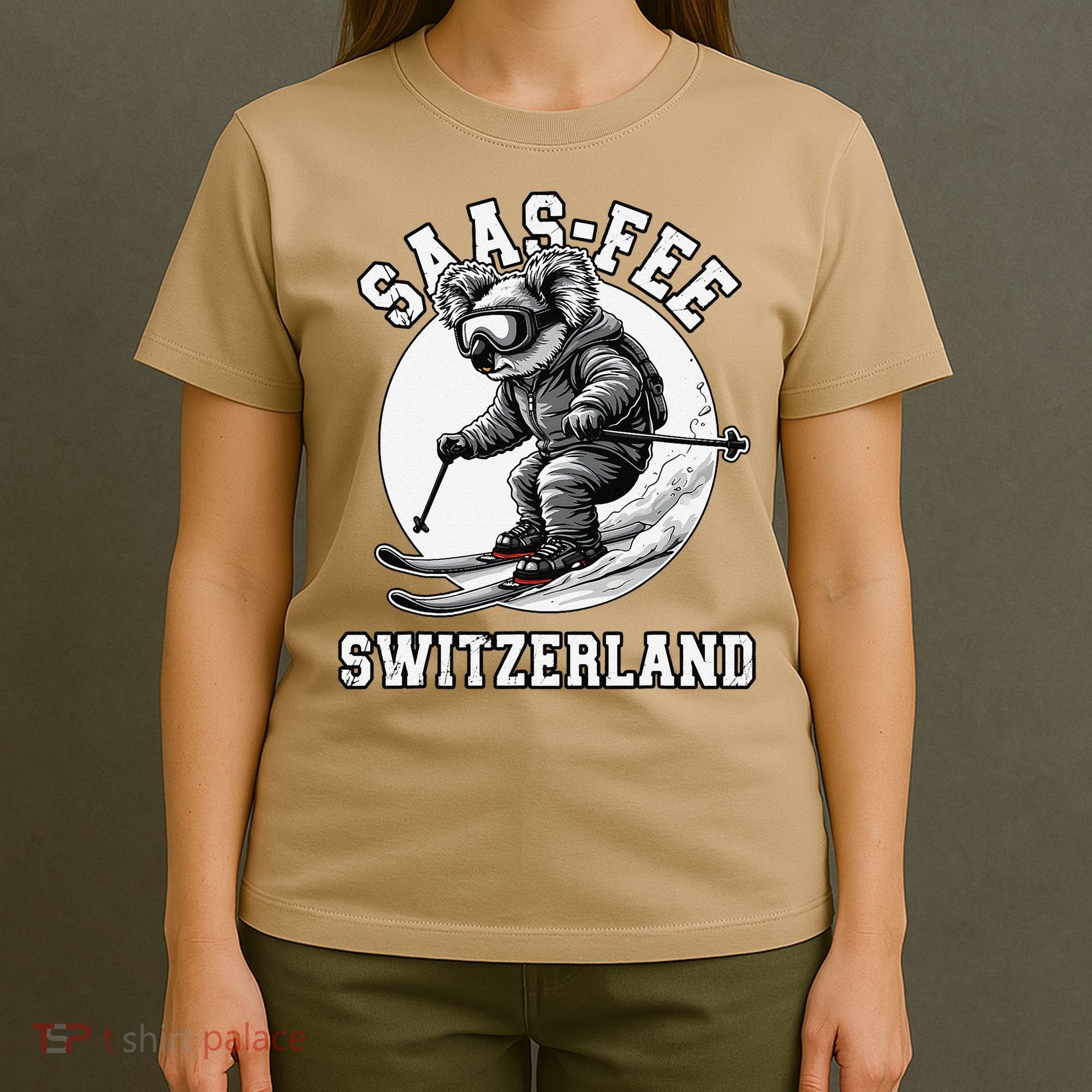 Saas-Fee Koala Bear Ski Resort Swiss Alps Skiing T-Shirt