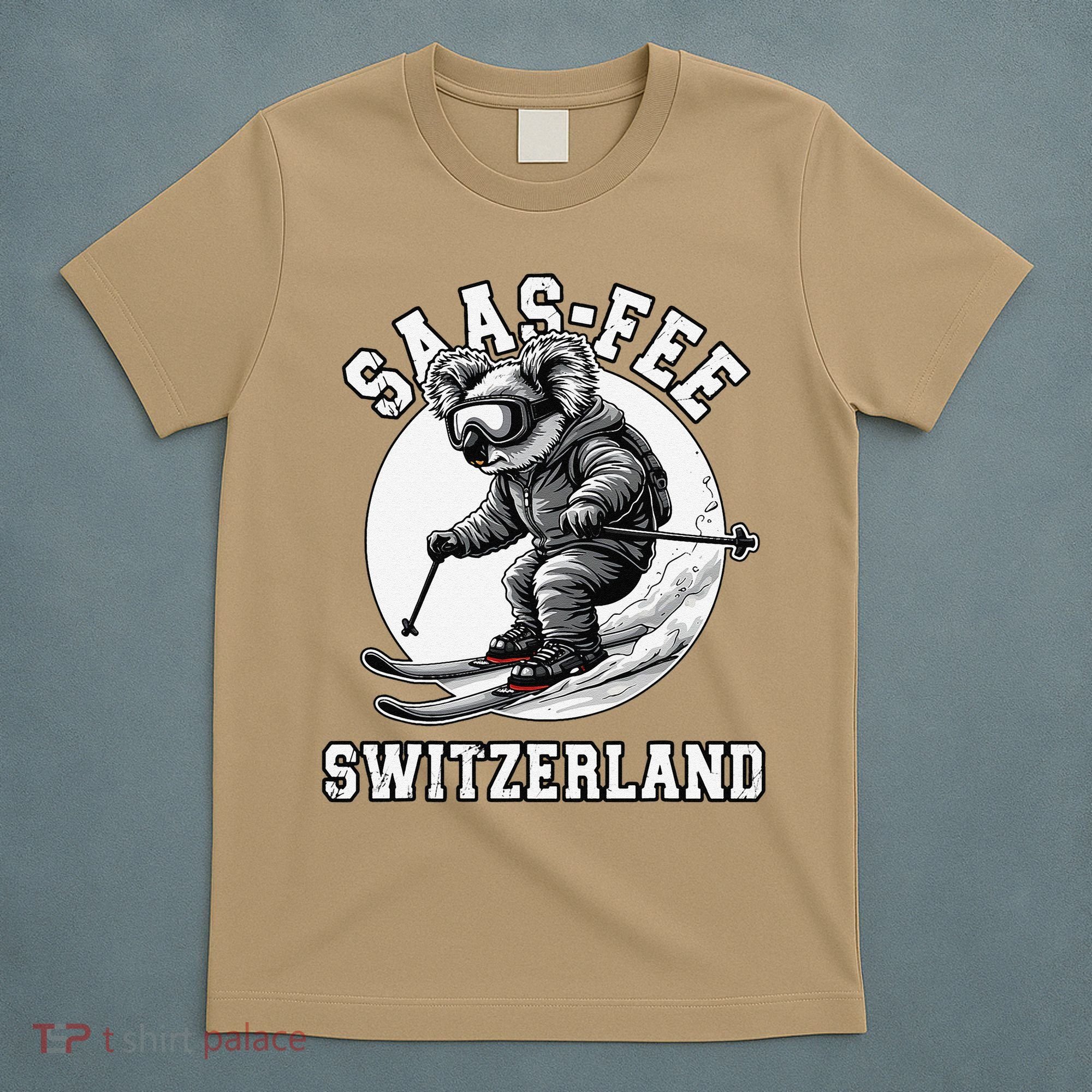 Saas-Fee Koala Bear Ski Resort Swiss Alps Skiing T-Shirt