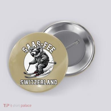 Saas-Fee Koala Bear Ski Resort Swiss Alps Skiing Button