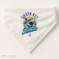 Siesta Key Beach Florida Usa Shark USA-Made Doggie Bandana thumb 0