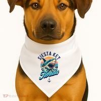 Siesta Key Beach Florida Usa Shark USA-Made Doggie Bandana thumb 1