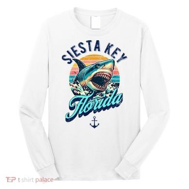 Siesta Key Beach Florida Usa Shark Long Sleeve Shirt