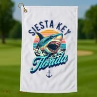 Siesta Key Beach Florida Usa Shark Golf Towel thumb 1