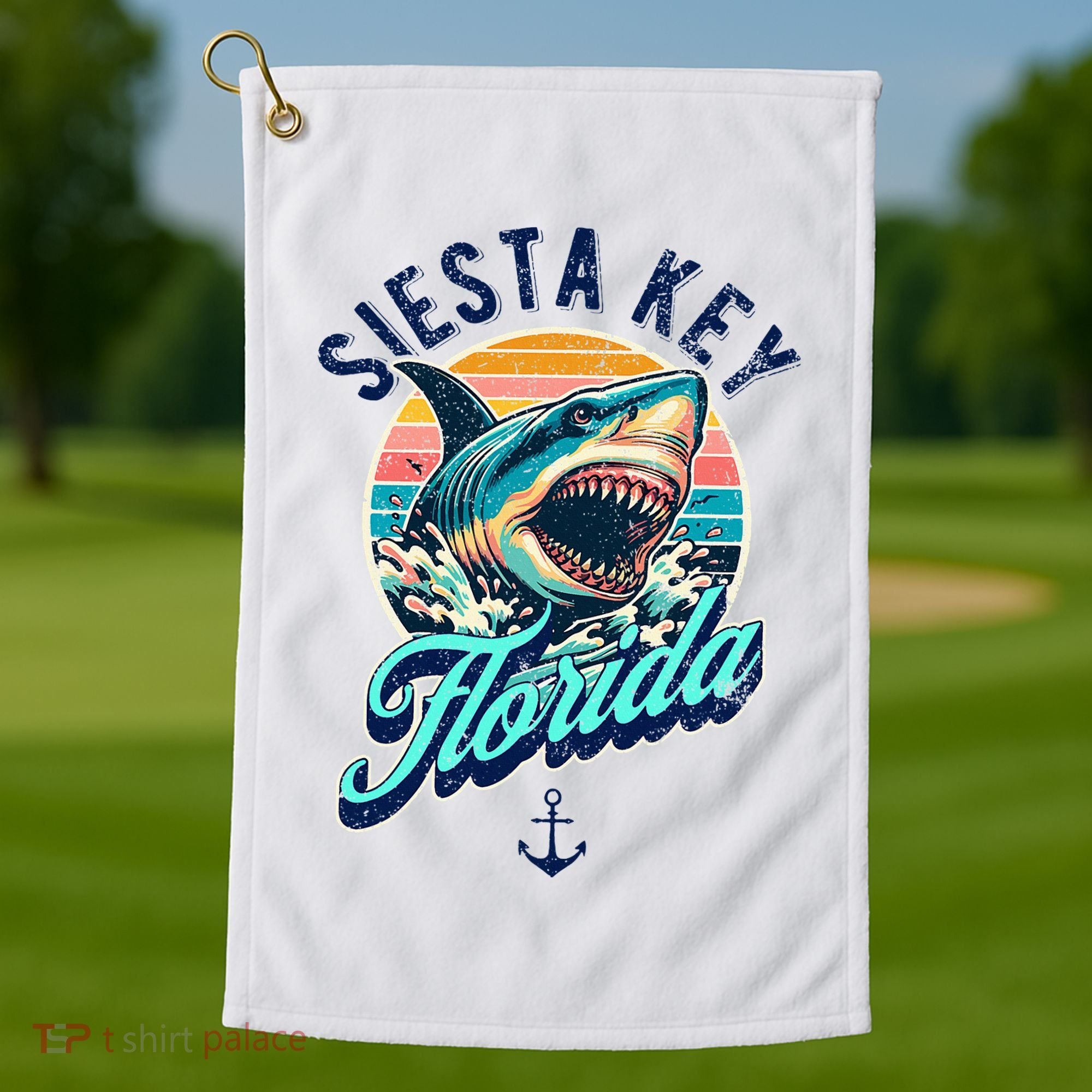 Siesta Key Beach Florida Usa Shark Golf Towel