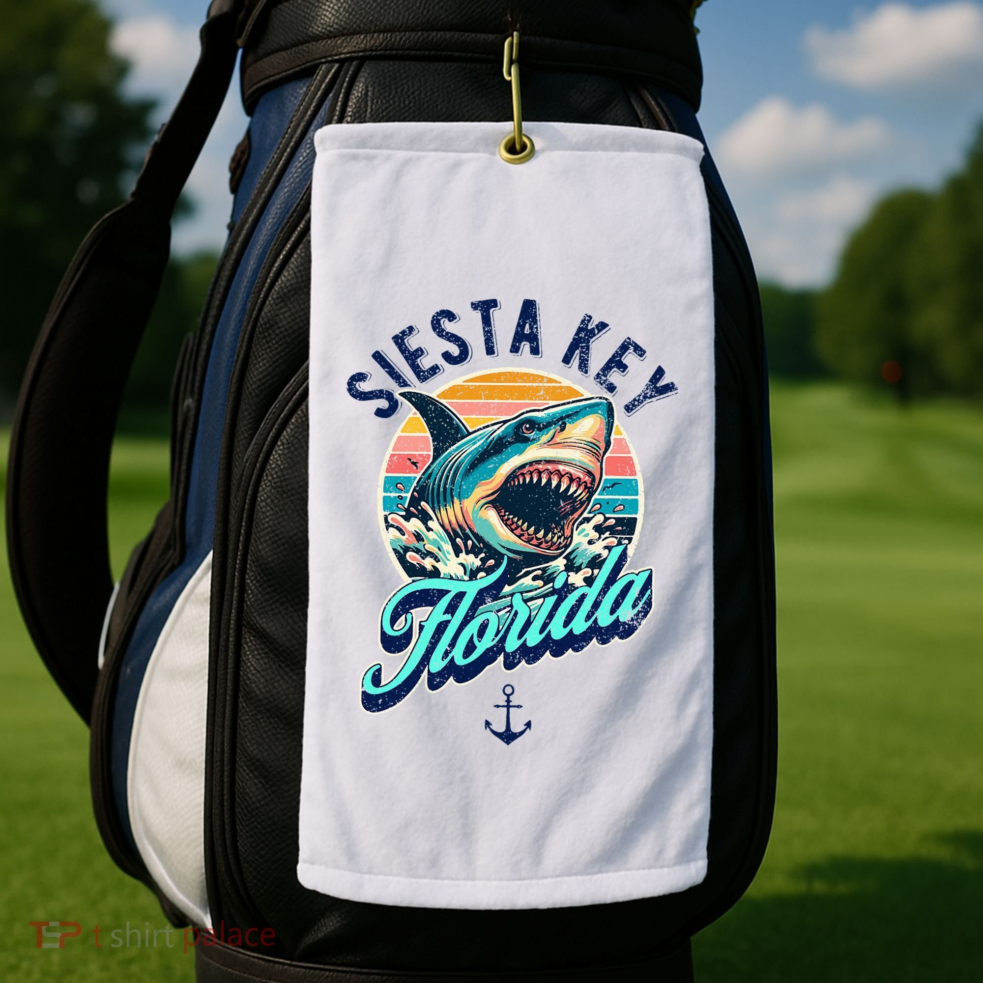 Siesta Key Beach Florida Usa Shark Golf Towel