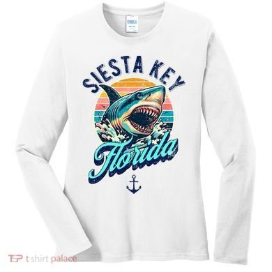 Siesta Key Beach Florida Usa Shark Women's Long Sleeve Shirt