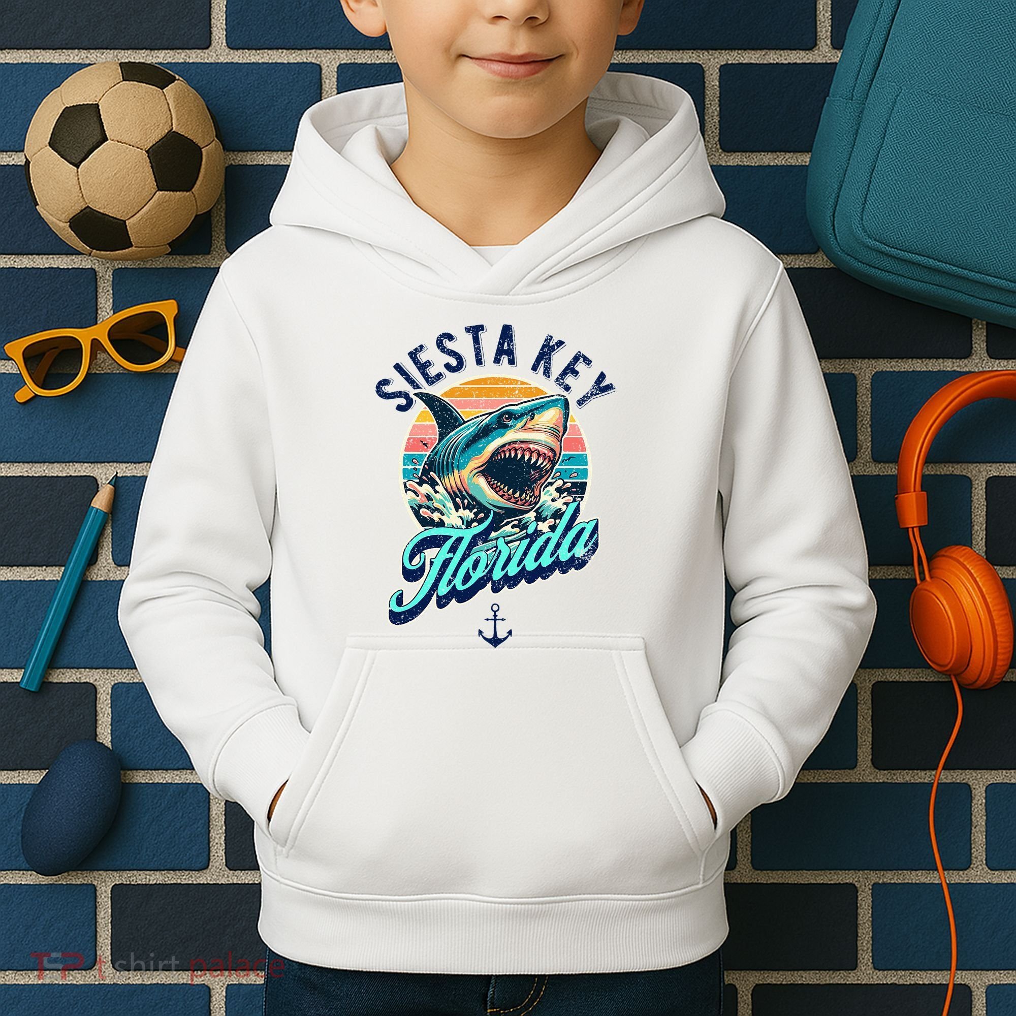 Siesta Key Beach Florida Usa Shark Kids Hoodie