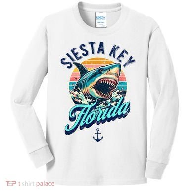 Siesta Key Beach Florida Usa Shark Kids Long Sleeve Shirt