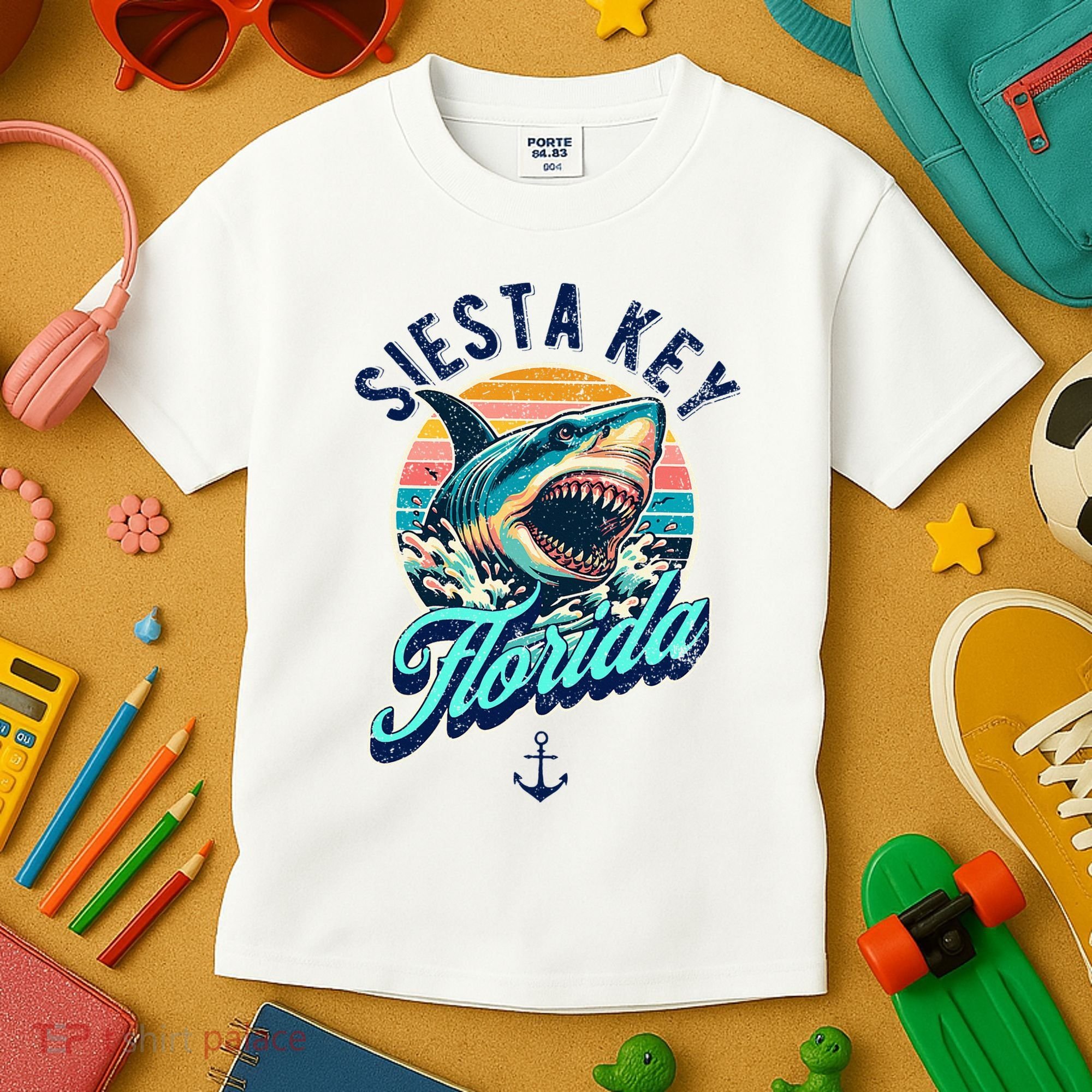 Siesta Key Beach Florida Usa Shark Kids T-Shirt