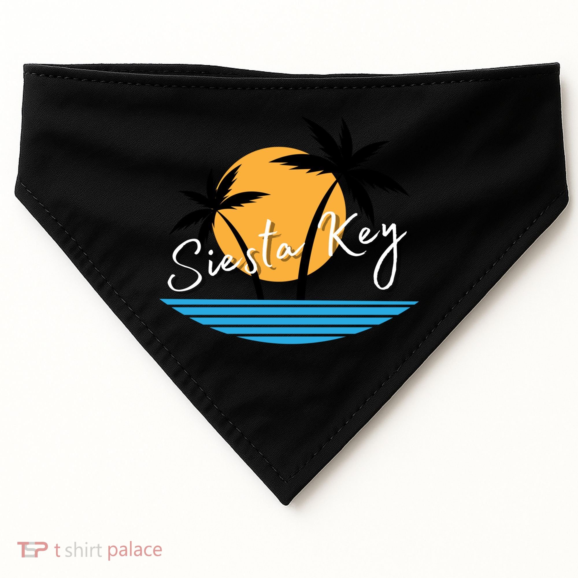Siesta Key Beach Palm Tree Vacation Trip Matching Group Gift USA-Made Doggie Bandana
